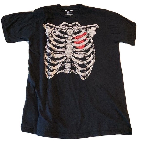 Imagine8 Punk Ribs Straight Edge Skeleton‎ Bones Heart T Shirt Mens Medium Black - Picture 1 of 7